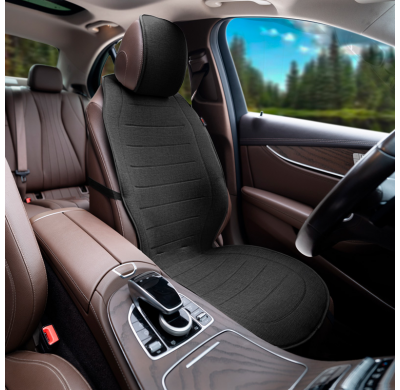 Funda protectora universal para asiento/cojín 'Delantero' Lino negro - una sola pieza