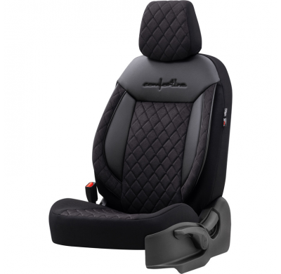 Juego De Fundas De Asiento Universales De Terciopelo/Tela 'Comfortline Vip' Negro - 11 Piezas - Apto Para Airbags Laterales