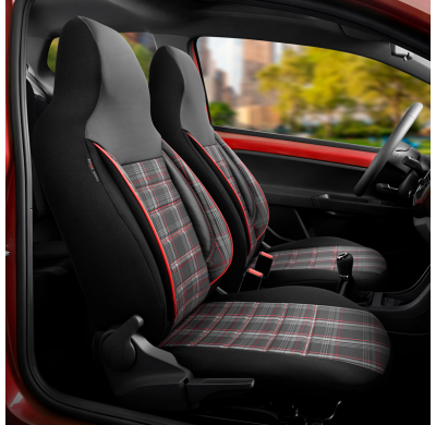 Universal Juego de fundas de asiento 'CityBug' de tela 'Sports' negro/gris/rojo - 9 piezas - apto para airbags laterales