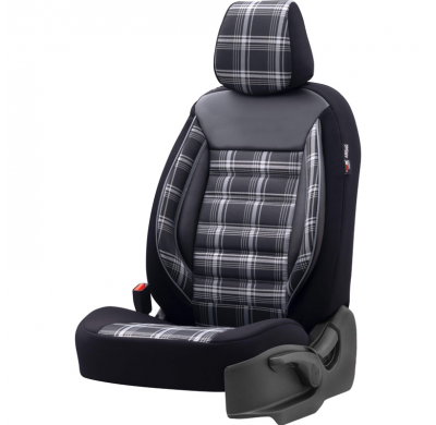 Juego De Fundas De Asiento Universales De Tela 'Sports' Negro/Gris - 11 Piezas - Apto Para Airbags Laterales