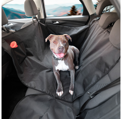 Protector universal para asiento de coche para mascotas para banco trasero en tejido hidrófugo negro - 1 pieza
