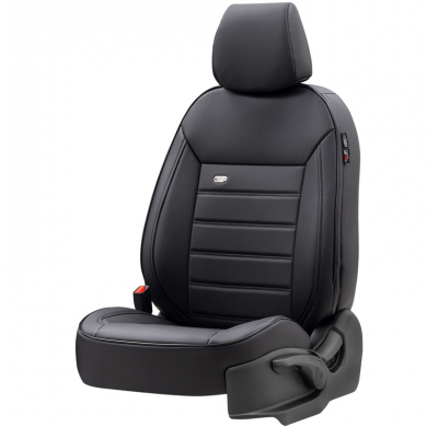 Juego De Fundas De Asiento Universales De Cuero 'Premium' Negro - 11 Piezas - Apto Para Side-Airbags