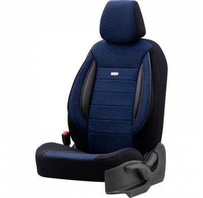 Juego De Fundas De Asiento De Tejido Universal 'Selectedfit Sports' Negro/Azul - 11 Piezas - Apto Para Airbags Laterales