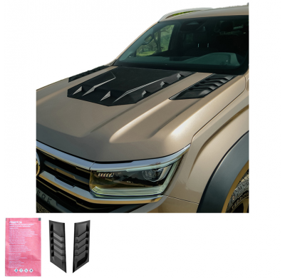 Ventilación de capó unidireccional compatible con Volkswagen Amarok MK2 2022 - Negro mate