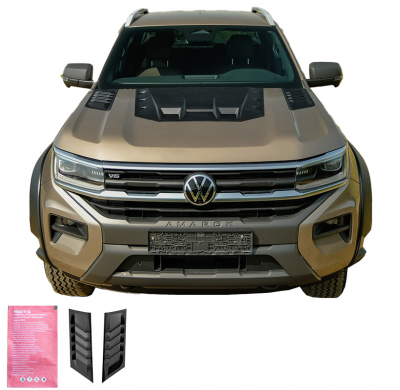 Ventilación de capó unidireccional compatible con Volkswagen Amarok MK2 2022 - Negro mate