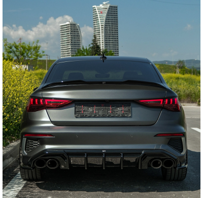 Kit de carrocería completo Oneway compatible con Audi A3 8Y Sedán S3/S-Line 2020-2024 - Negro brillante Oneway