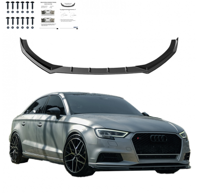 Alerón delantero unidireccional para Audi A3 (8V) Sedán Facelift 2016-2020 - Negro Brillante