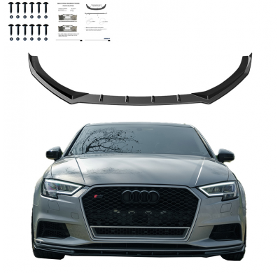 Alerón delantero unidireccional para Audi A3 (8V) Sedán Facelift 2016-2020 - Negro Brillante