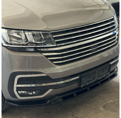 Spoiler delantero unidireccional compatible con Volkswagen Transporter T6.1 2020-2022 - Versión 5 - Negro brillante Oneway