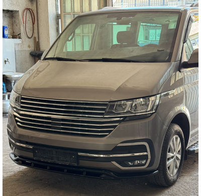 Spoiler delantero unidireccional compatible con Volkswagen Transporter T6.1 2020-2022 - Versión 5 - Negro brillante Oneway