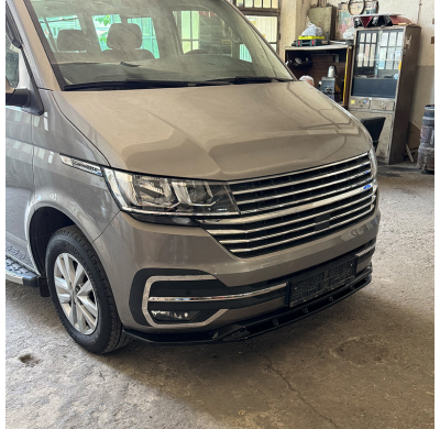 Spoiler delantero unidireccional compatible con Volkswagen Transporter T6.1 2020-2022 - Versión 5 - Negro brillante Oneway