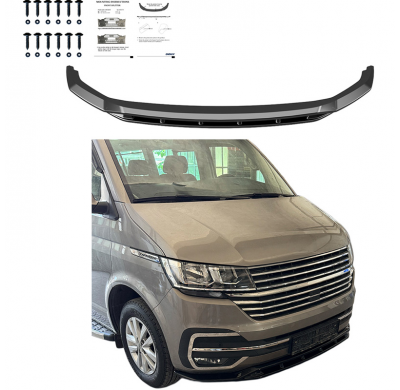 Spoiler delantero unidireccional compatible con Volkswagen Transporter T6.1 2020-2022 - Versión 5 - Negro brillante Oneway