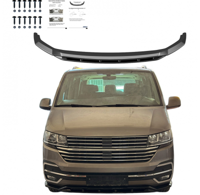 Spoiler delantero unidireccional compatible con Volkswagen Transporter T6.1 2020-2022 - Versión 5 - Negro brillante Oneway