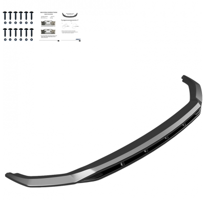 Spoiler delantero unidireccional compatible con Volkswagen Transporter T6.1 2020-2022 - Versión 5 - Negro brillante Oneway