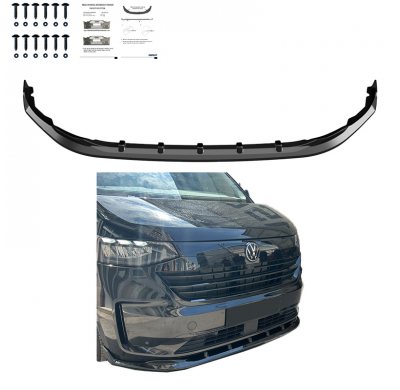 Spoiler delantero unidireccional compatible con Volkswagen Transporter T7 2024- - Negro brillante - Versión 5 Oneway