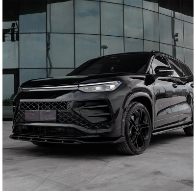 Spoiler delantero unidireccional compatible con Volkswagen Tayron (R41) R-Line 2024- - Negro brillante Oneway