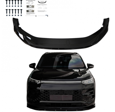 Spoiler delantero unidireccional compatible con Volkswagen Tayron (R41) R-Line 2024- - Negro brillante Oneway