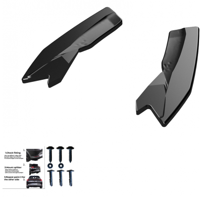 Difusores laterales traseros unidireccionales compatibles con Audi RS3 8V Sportback 2015-2016 - Negro brillante