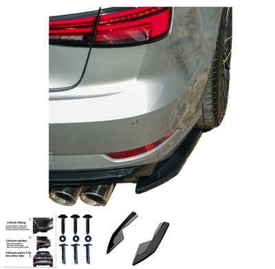Difusores laterales traseros unidireccionales para Audi A3 (8V) Sedán Facelift 2016-2020 - Negro Brillante