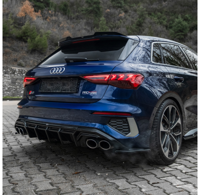 Difusores laterales traseros unidireccionales para Audi A3 8Y Sportback S3/S-Line 2020-2024 - Negro brillante