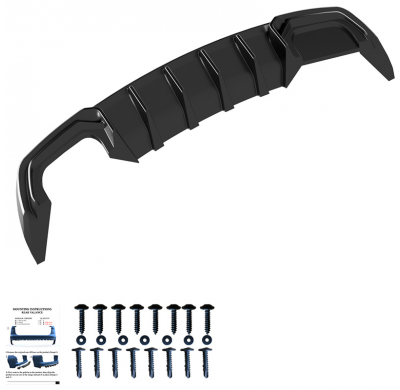 Difusor trasero unidireccional compatible con Audi A3 (8V) Sedán Facelift 2016-2020 (doble escape L) - Negro brillante Oneway