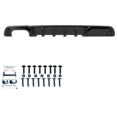 Difusor trasero unidireccional compatible con Audi A3 (8V) Sedán Facelift 2016-2020 (doble escape L) - Negro brillante Oneway