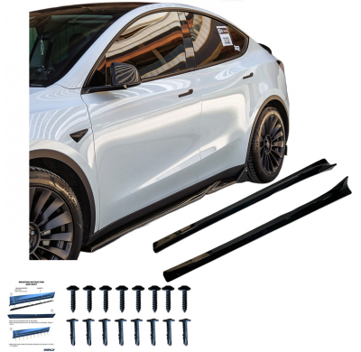 Faldones laterales Oneway Set compatibles con Tesla Model Y 2019-2025 - Negro brillante Oneway
