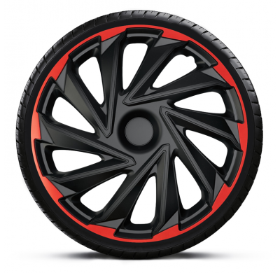 Juego de tapacubos AutoStyle Misano R de 15 pulgadas, negro/rojo