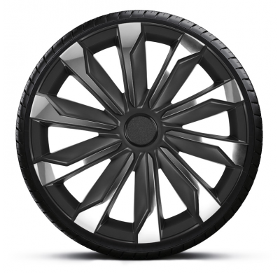 Juego de tapacubos Typhoon 14 pulgadas cromado/negro