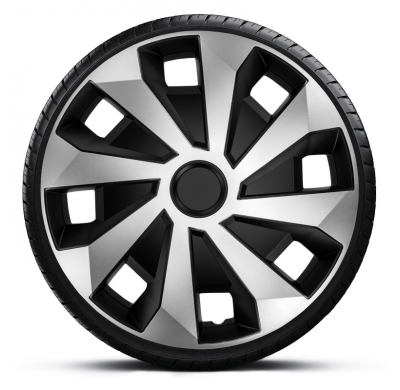 Juego de tapacubos Volvono-VAN 15 pulgadas plateado/negro (esféricos)