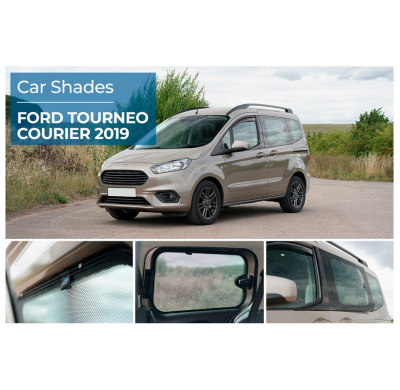 Juego de cortinillas para coche (puertas laterales traseras) aptas para Ford Tourneo Courier 2014-2023 (con ventanas abatibles)