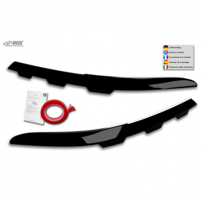 Pestañas de faros aptos para Volkswagen Passat 3G B8 Facelift 2019- (tallados) (ABS negro brillante)