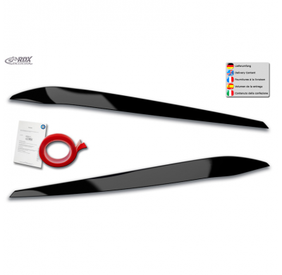 Pestañas de faros aptos para Volkswagen Touran (5T) 2015- (LED) (ABS Negro Brillo)