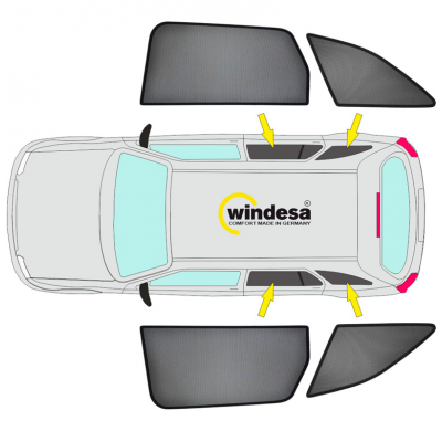 Juego de cortinillas Sunclip apto para Mercedes Clase V W447 (distancia entre ejes larga) 2014-2024 sin ventanas emergentes