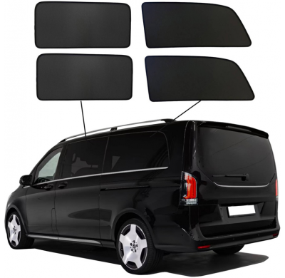 Juego de cortinillas Sunclip apto para Mercedes Clase V W447 (batalla larga) Facelift 2024- sin ventanas emergentes