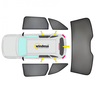 Juego de cortinillas Sunclip para Volkswagen Caddy IV Variant de 5 puertas (2015-2020, con portón trasero)