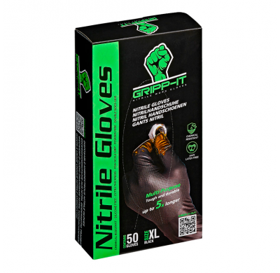 Guantes de nitrilo Gripp-It - talla XL - negro - caja dispensadora de 50 unidades