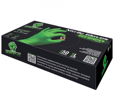 Gripp-It Guantes de Nitrilo - talla L - Verde - Caja dispensadora de 50 unidades