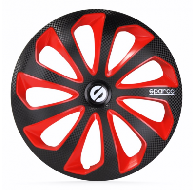 Juego De Tapacubos Sparco Wheels Sicilia 14-Pulgadas Negro/Rojo/Carbono Sparco Wheels