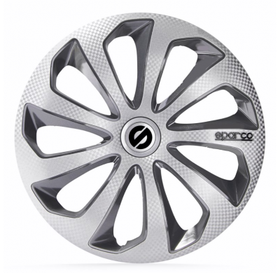 Juego De Tapacubos Sparco Wheels Sicilia 14-Pulgadas Silver/Gris/Carbono Sparco Wheels