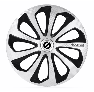 Juego De Tapacubos Sparco Wheels Sicilia 15-Pulgadas Silver/Negro/Carbono Sparco Wheels