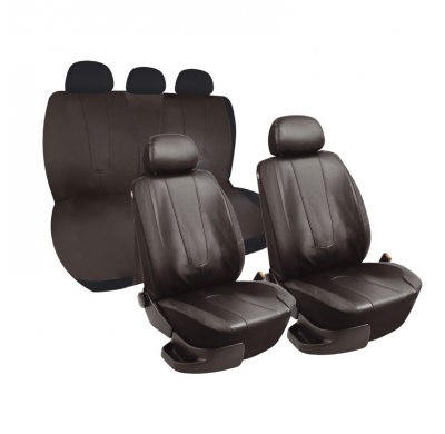 Simoni Racing Fundas De Asiento Universales Type B (Juego Completo) - Negro Cuero Sintetico - 11-Unidades