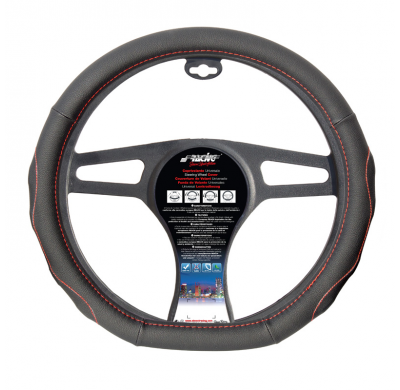 Simoni Racing Funda De Volante Compe - 37-39cm - Negro + Rojo Seams