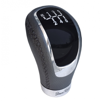 Simoni Racing Gear Knob Skin - Aluminum/Negro Leather + 3 Patterns