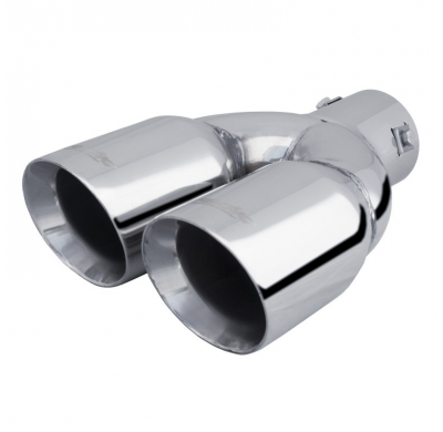 Cola De Escape Simoni Racing Doble Redonda/Slanting Inox - 2xø76xl240mm - Installation 34-60mm