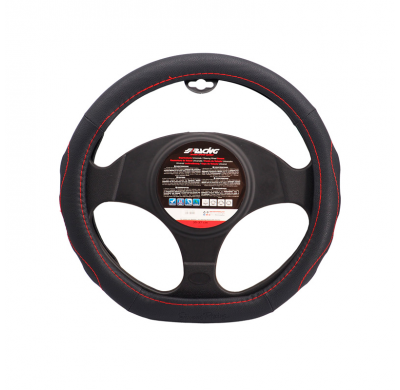 Funda para volante Simoni Racing Compe Small - Ecopiel negra + costura roja - 35-37cm