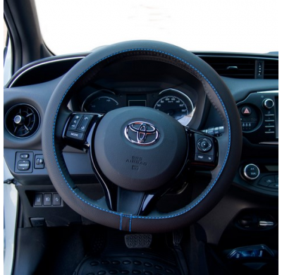 Funda Para Volante Simoni Racing Soft Skin (Elástica) - 37-39cm - Costura Negra + Azul