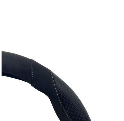 Funda para volante Simoni Racing Good Vibe G - 37-39cm - Ecopiel negra, microfibra, apariencia de carbono Detalles en gris
