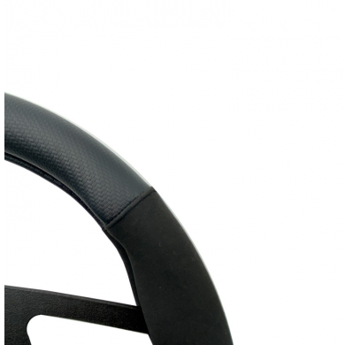 Funda para volante Simoni Racing Sporty - 37-39cm - Ecopiel negra, microfibra, aspecto de carbono Amarillo Marca de las 12 en pu