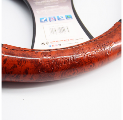 Funda de volante Simoni Racing de madera y ecopiel negra (37-39 cm)